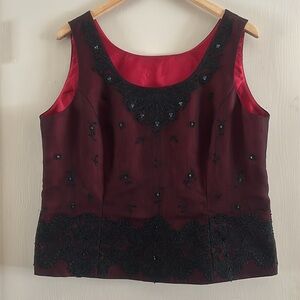 Vintage 90s Mesh Embroidered Corset Top Sz XL